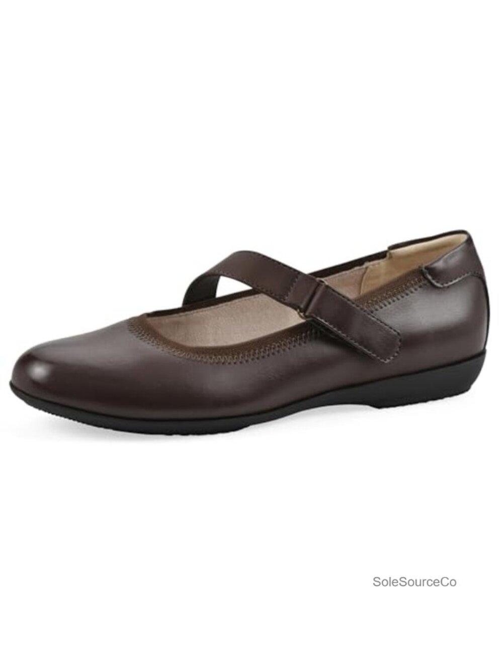 Women's Mary Jane Flat Shoes with Cushioned Insole - Hook & Loop